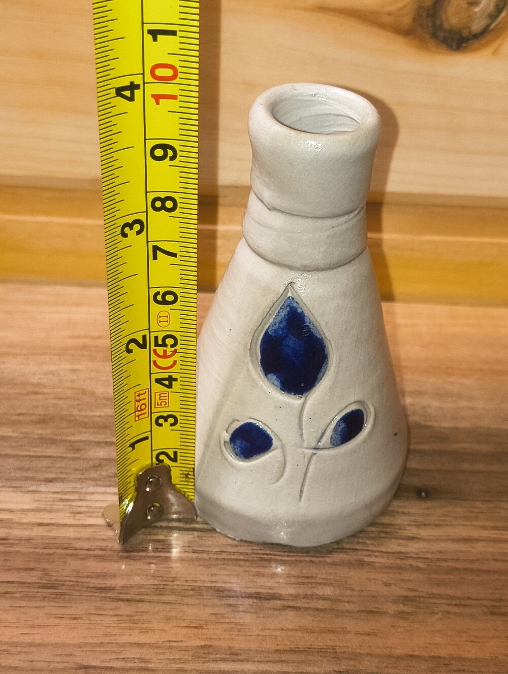Vintage Williamsburg Pottery Cobalt Blue Salt Glaze Bud Vase Virginia